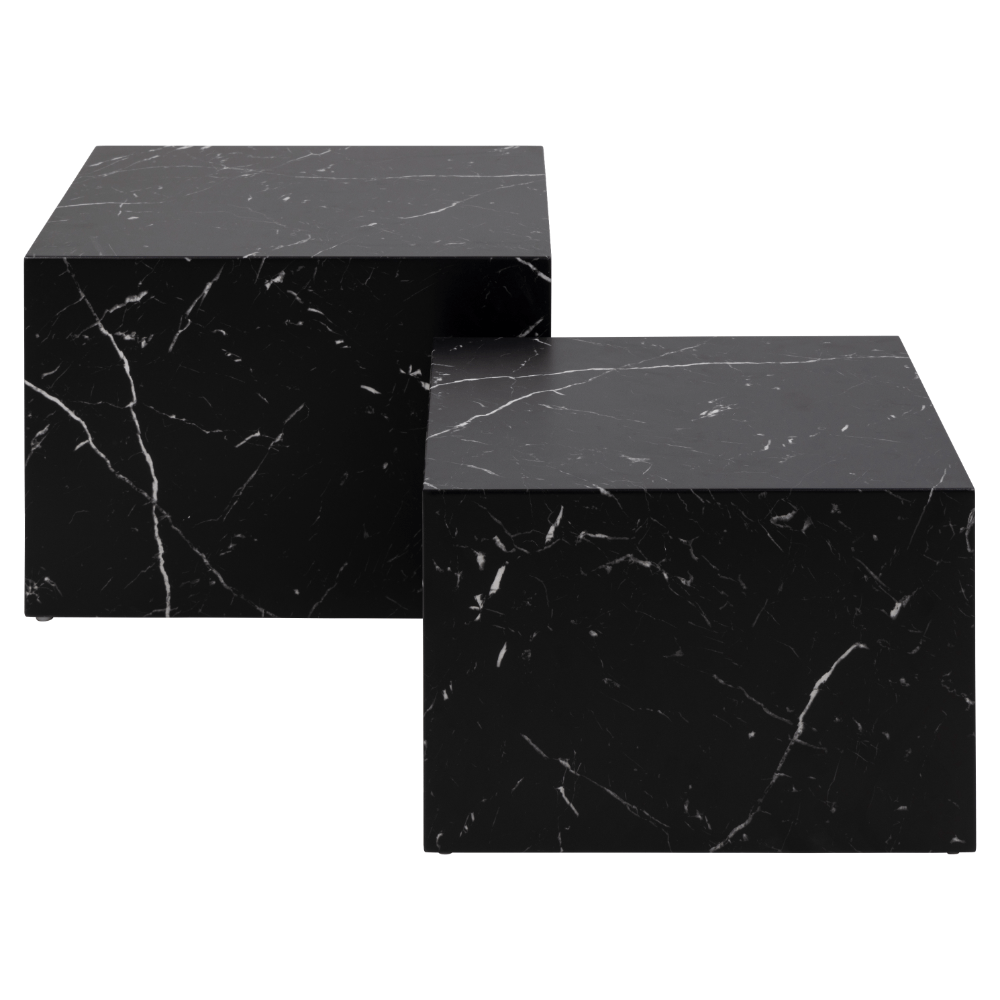 Dice kvadratisk sofabordssæt i sort marmor look