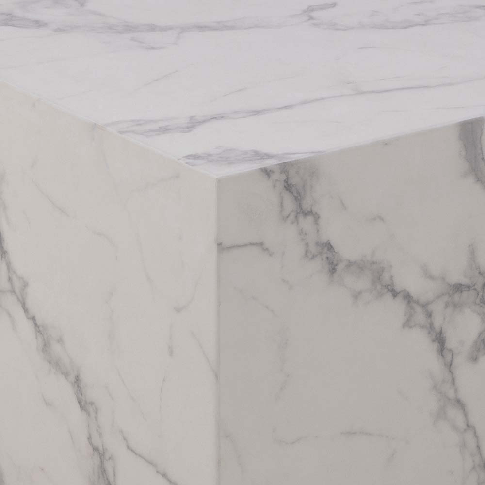 Kvadratisk sofabordssæt i hvidt marmor look