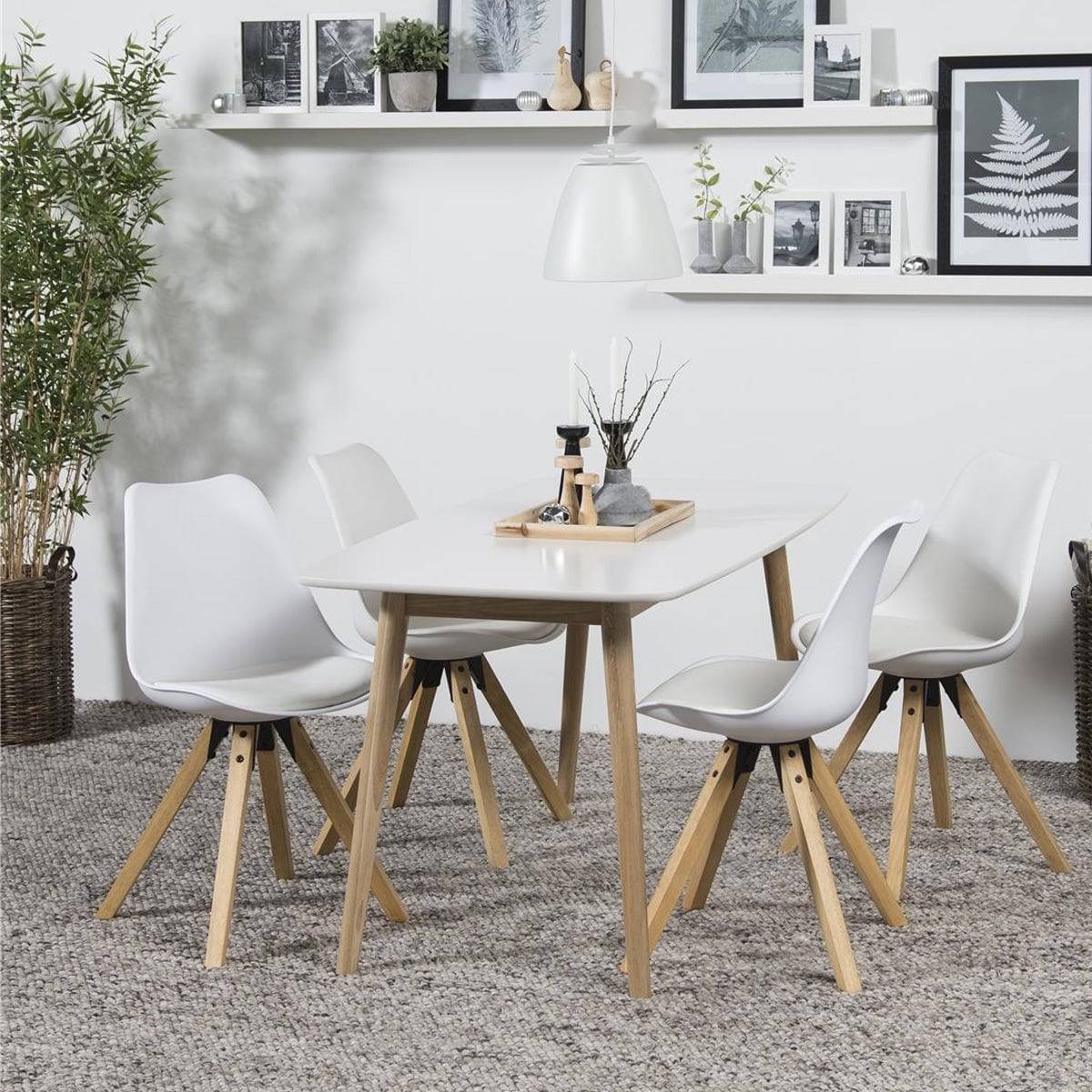 Dima spisebordsstol, Hvid/natur - Møbelkompagniet