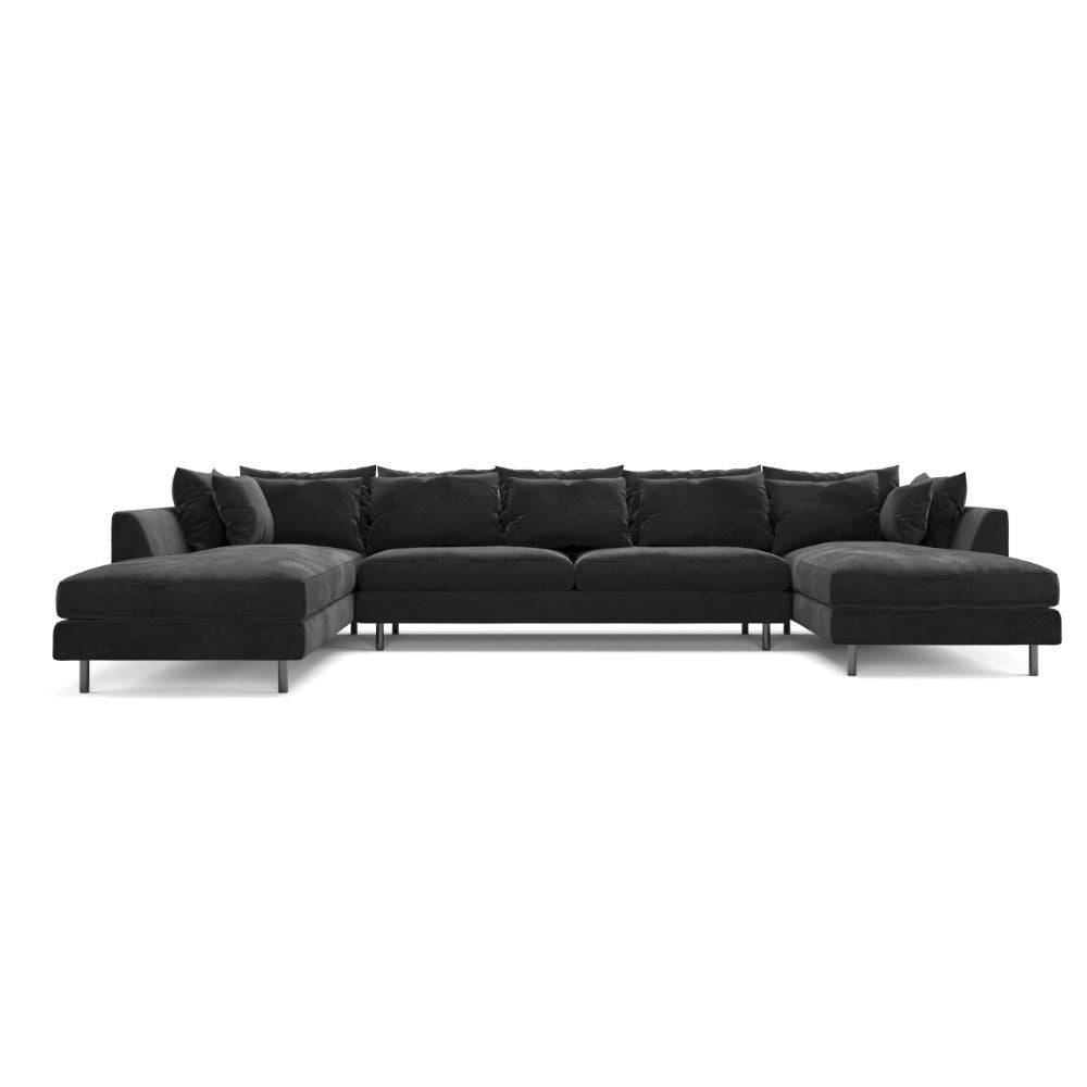 Ofelia velour U-sofa, højrevendt - Møbelkompagniet