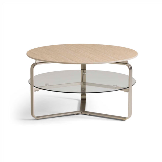 Strata sofabord, keramik travertin | Glas | Ø80