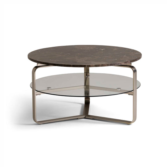 Strata sofabord, marmor emperador | Glas | Ø80