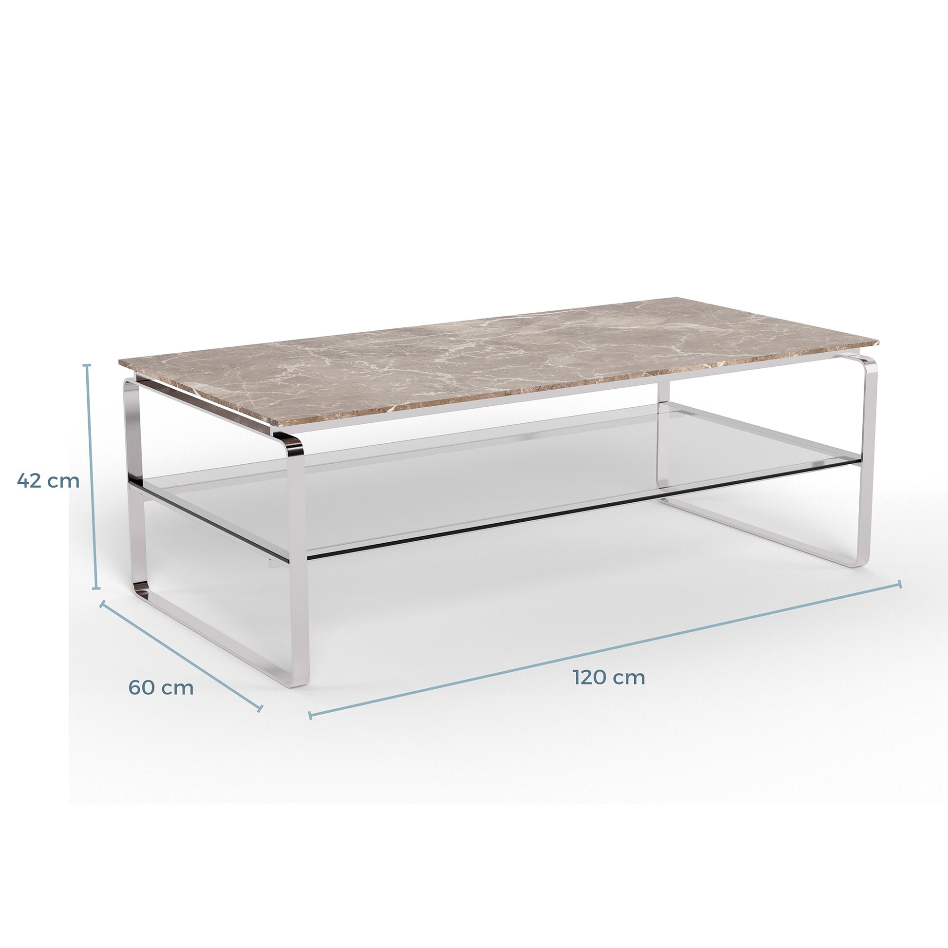 Strata sofabord, marmor emperador | Glas | 120x60 - Møbelkompagniet