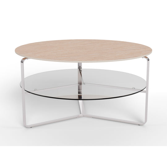 Strata sofabord, keramik travertin | Glas | Ø80