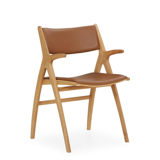 Roots spisebordsstol, Armlæn | Natur egetræ | Cognac læder