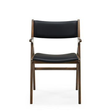 Roots spisebordsstol, Armlæn | Røget egetræ | Sort læder