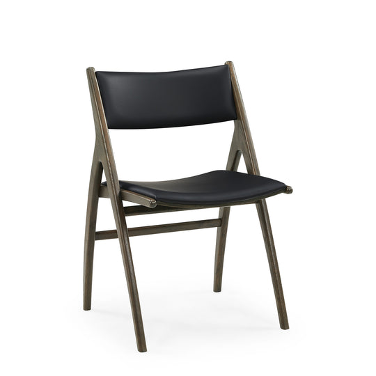 Roots spisebordsstol, Røget egetræ | Sort læder