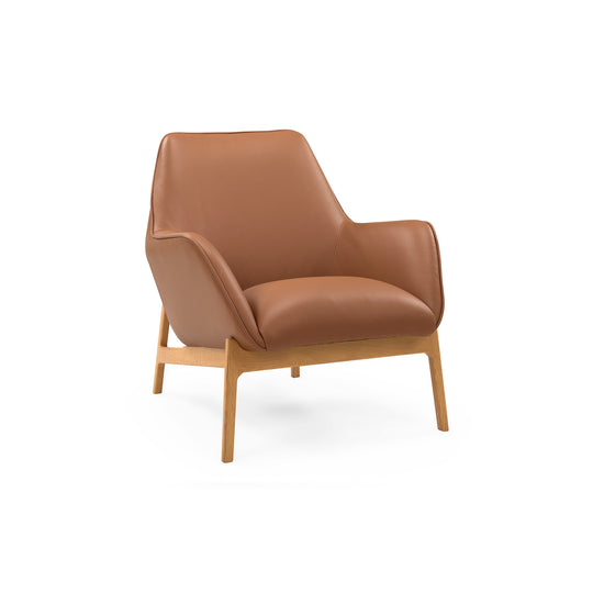 Leno loungestol, Natur eg | Cognac læder