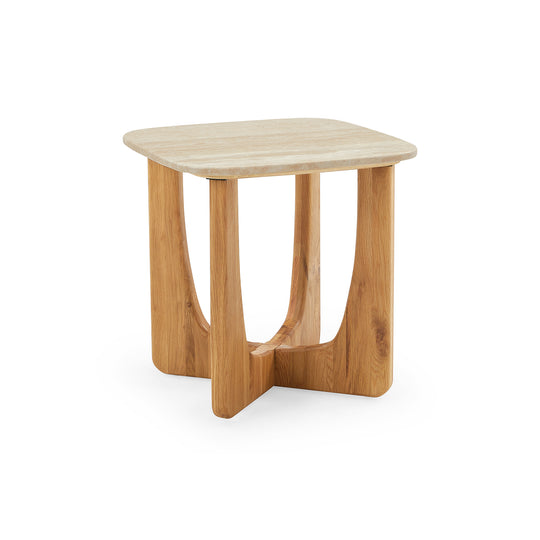 Orion hjørnebord, Marmor/Egetræ | 50x50