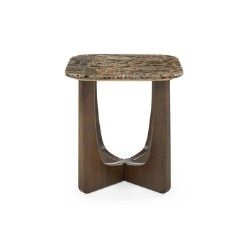 Orion hjørnebord, Egetræ/Emperador | 50x50 - Møbelkompagniet