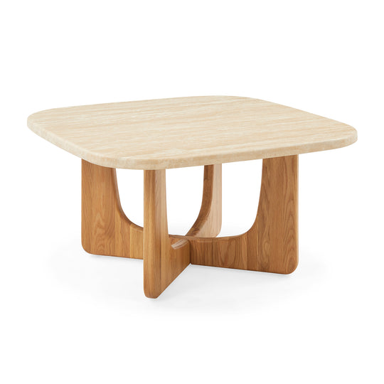 Orion sofabord, Marmor/Egetræ | 90x90