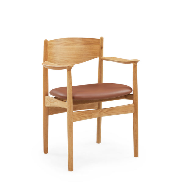 Struct spisebordsstol, armlæn | Cognac læder