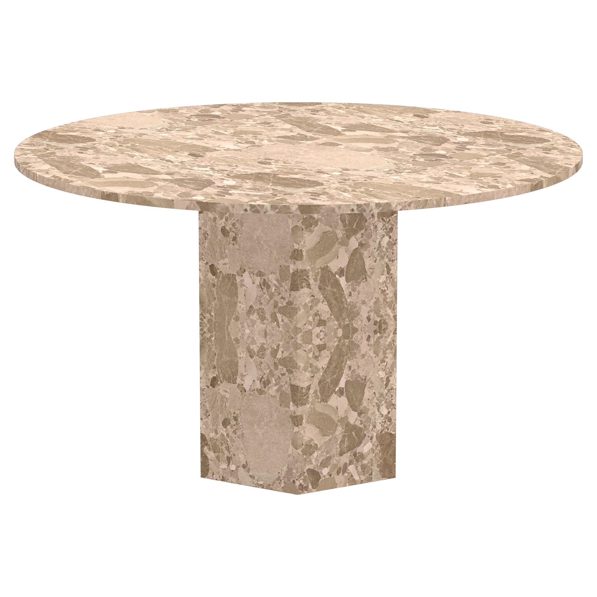 Naxos rundt marmor spisebord, latte, Ø130 - Møbelkompagniet
