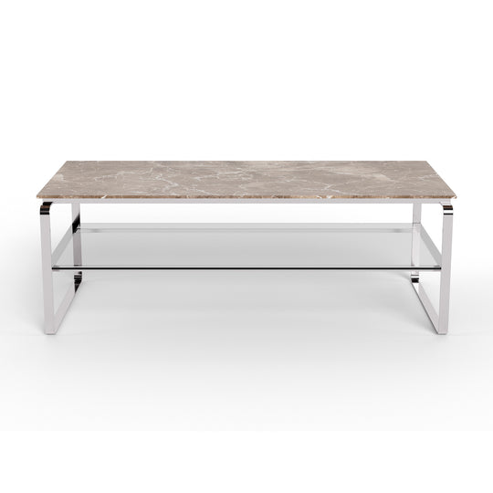 Strata sofabord, marmor emperador | Glas | 120x60