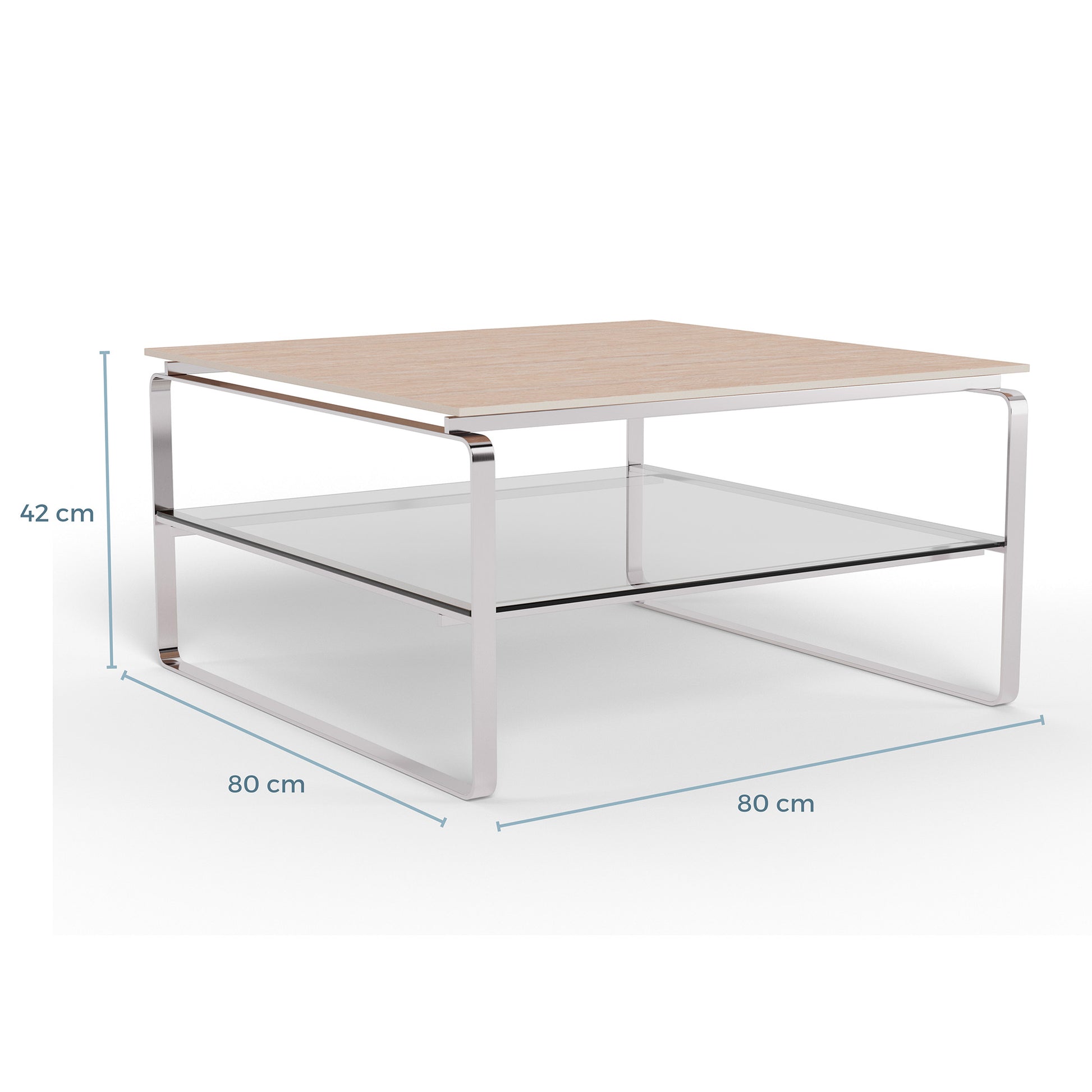 Strata sofabord, keramik travertin | Glas | 80x80 - Møbelkompagniet