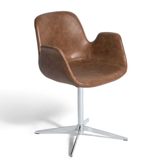 Chrome spisebordsstol, armlæn | Drejefunktion | Læder