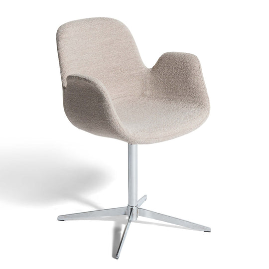 Chrome spisebordsstol, armlæn | Drejefunktion | Bouclé