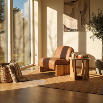 Ledge loungestol, Natur egetræ | Cognac læder