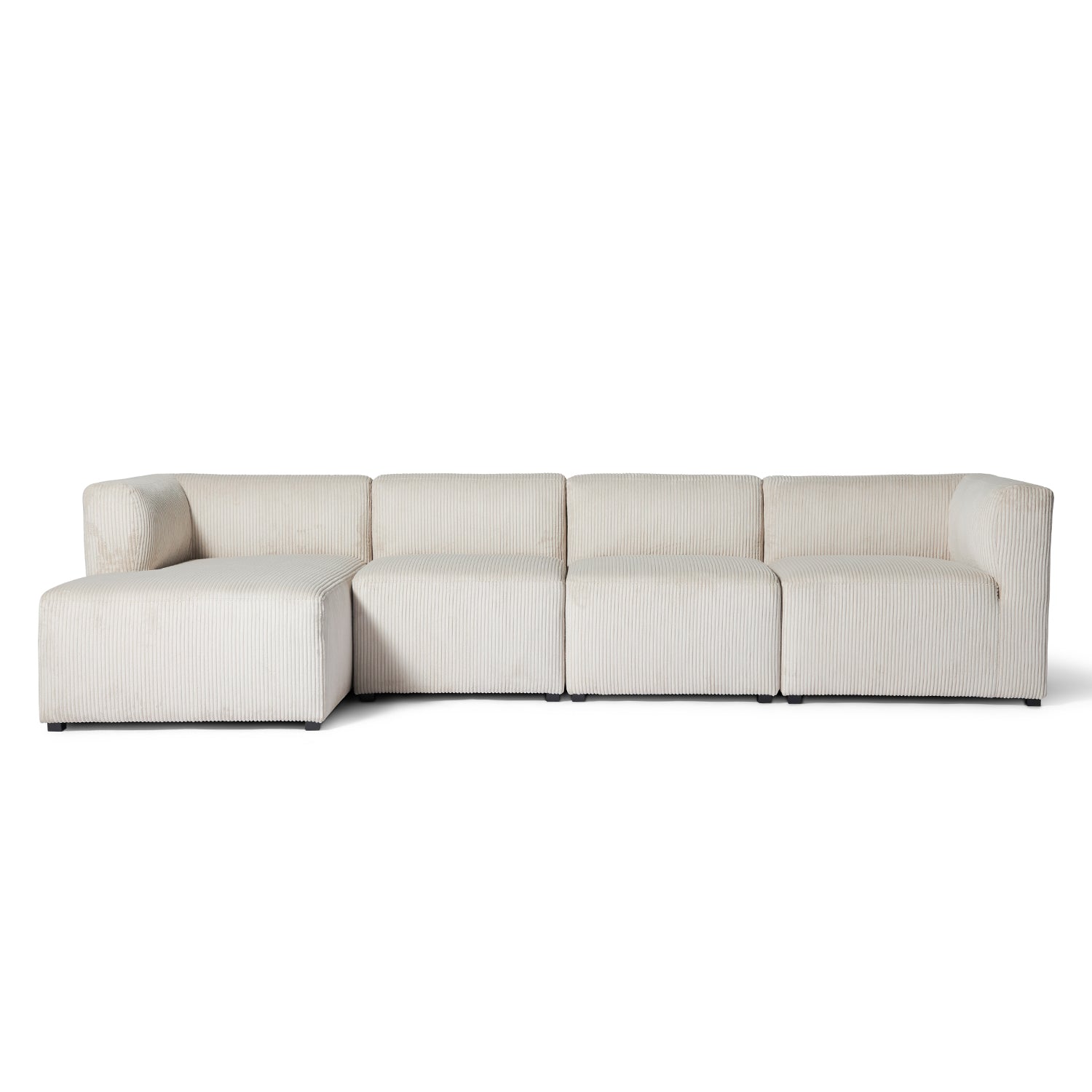 Roma XL chaiselong sofa venstrevendt, Beige fløjl - Møbelkompagniet