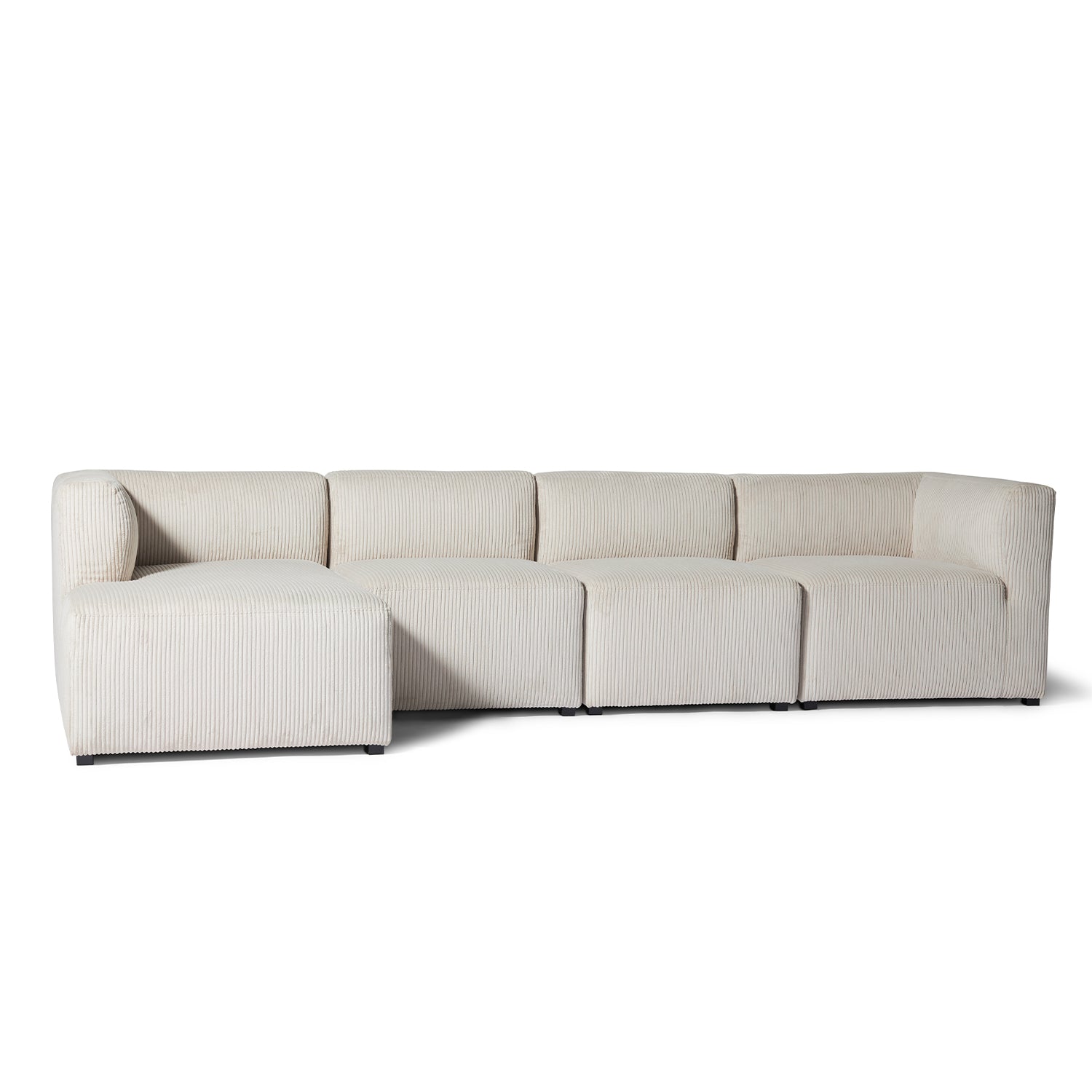 Roma XL chaiselong sofa venstrevendt, Beige fløjl - Møbelkompagniet