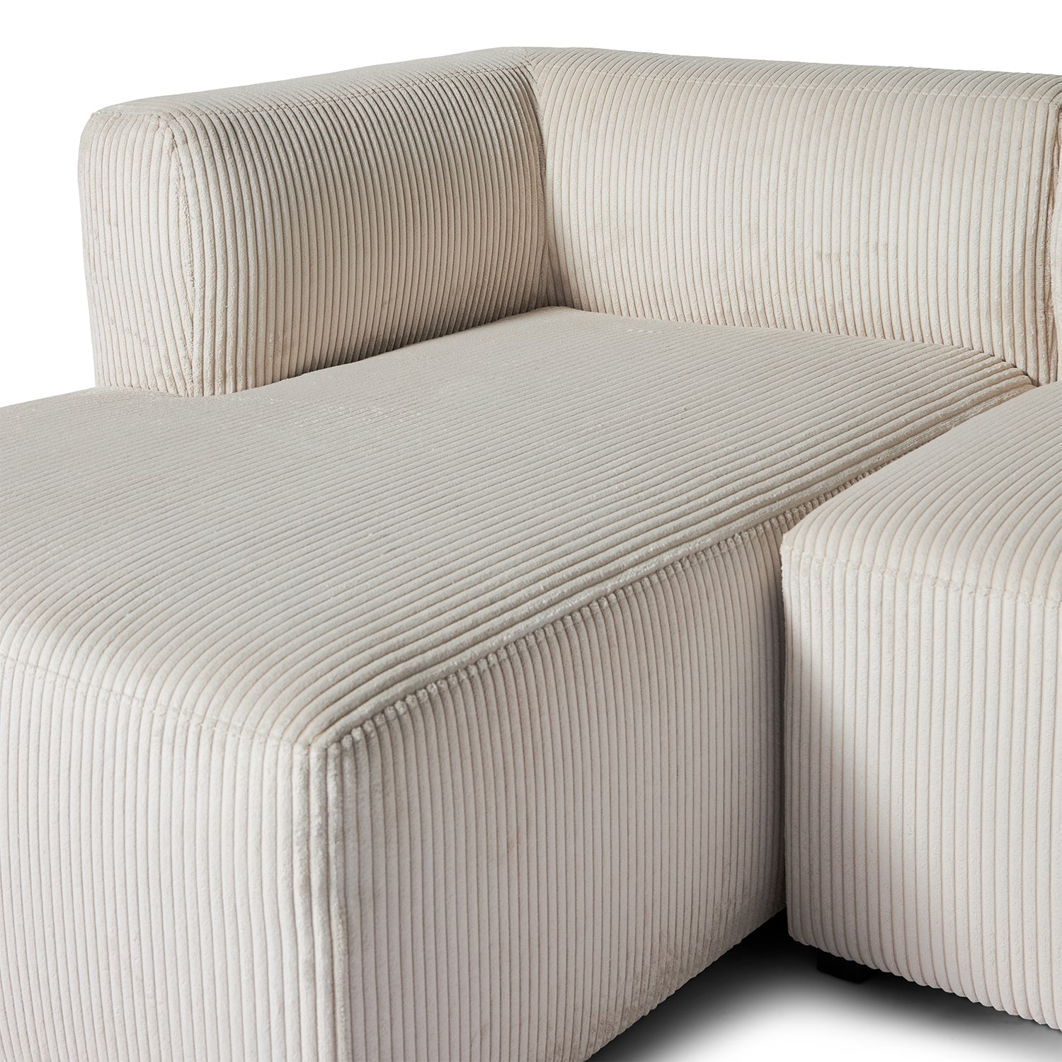 Roma lille chaiselong sofa venstrevendt, Beige fløjl - Møbelkompagniet