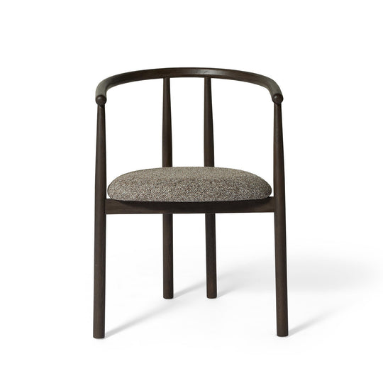 Valla spisebordsstol, røget egetræ | stof brun/beige | armlæn