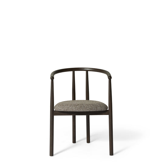 Valla spisebordsstol, røget egetræ | stof brun/beige | armlæn