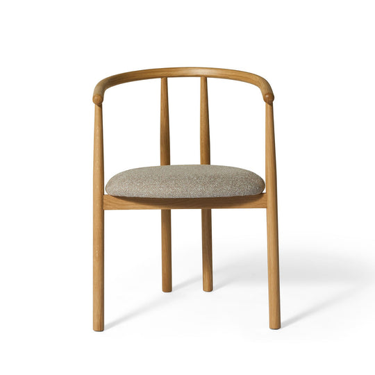 Valla spisebordsstol, egetræ | stof beige | armlæn