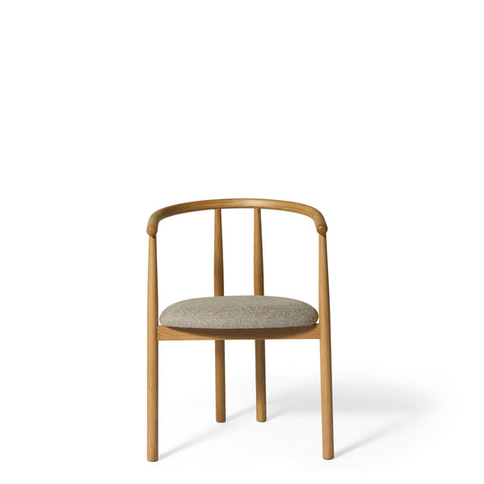 Valla spisebordsstol, egetræ | stof beige | armlæn
