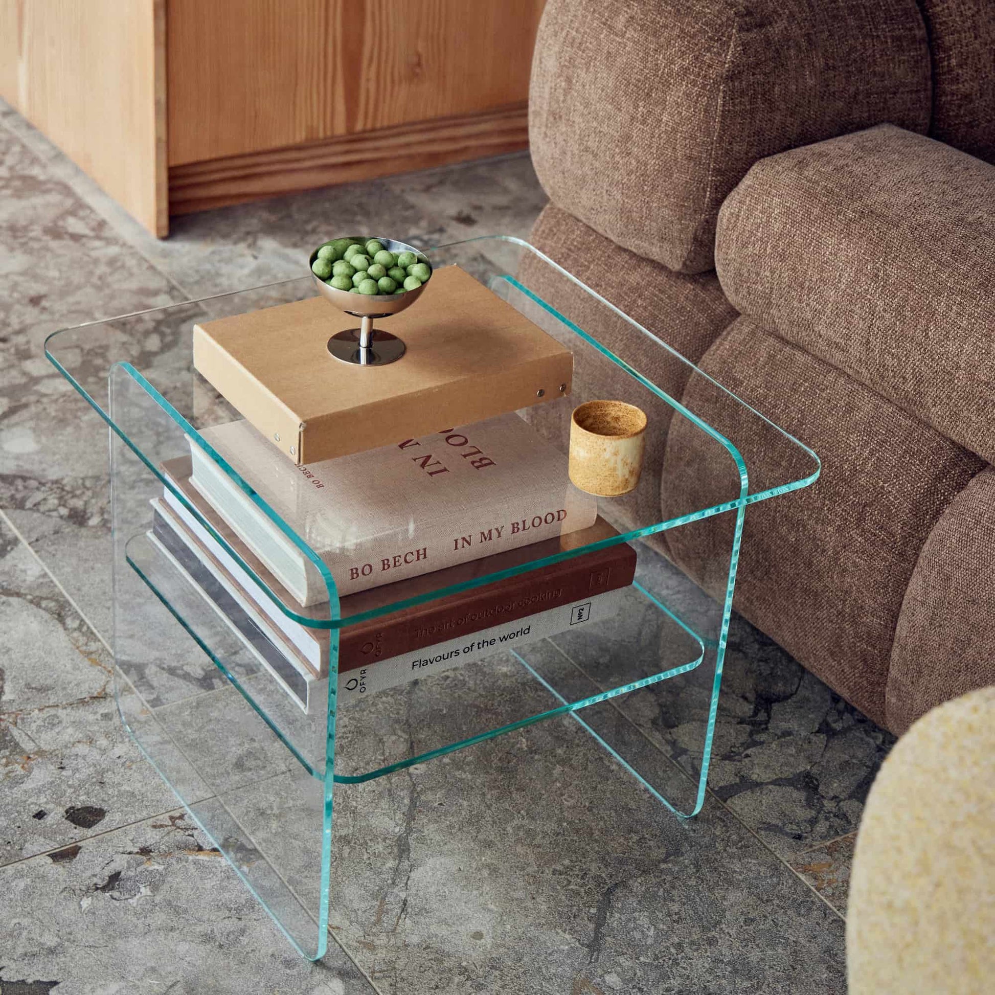 Vetro hjørnebord, glas | 50x50 - Møbelkompagniet