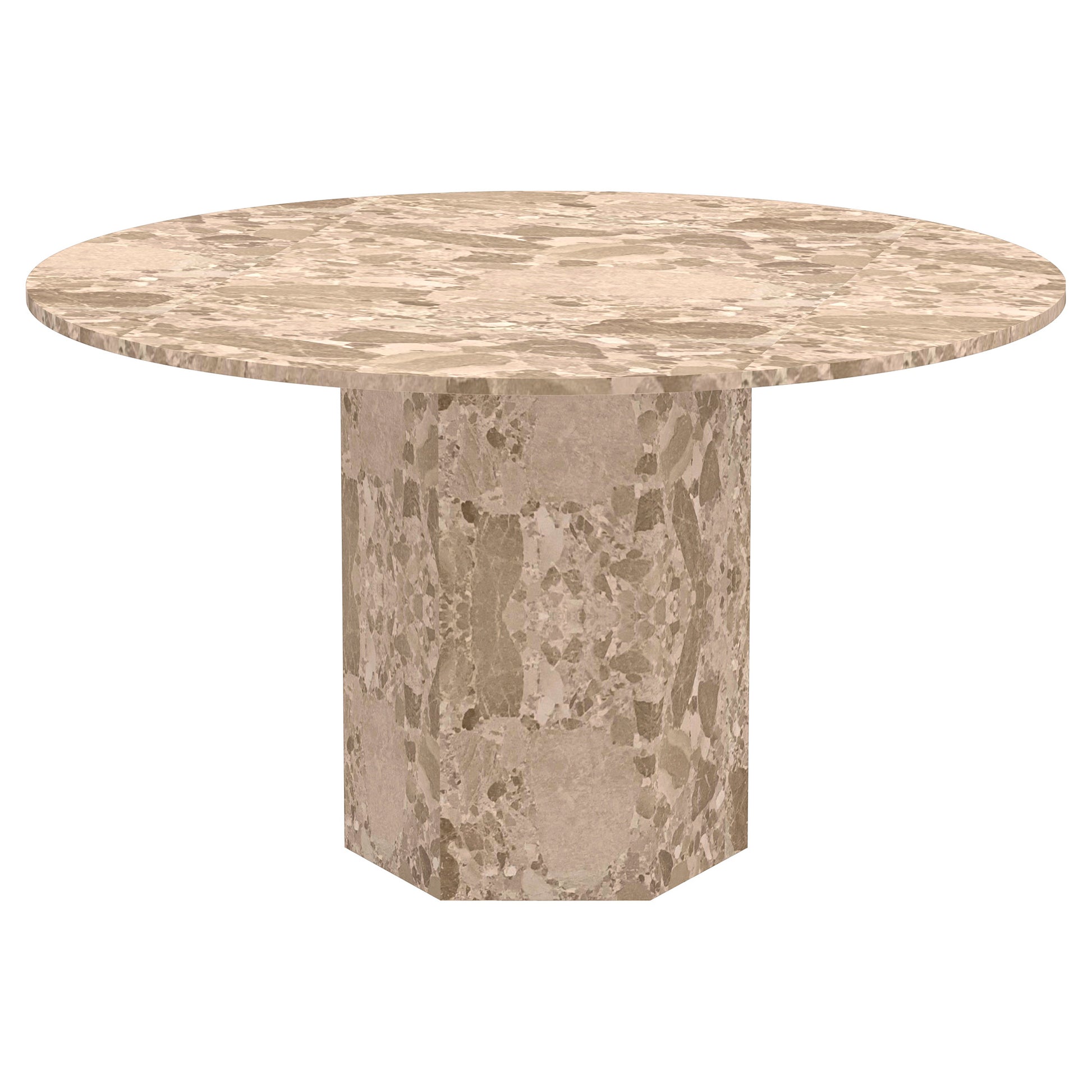 Naxos rundt marmor spisebord, latte, Ø130 - Møbelkompagniet
