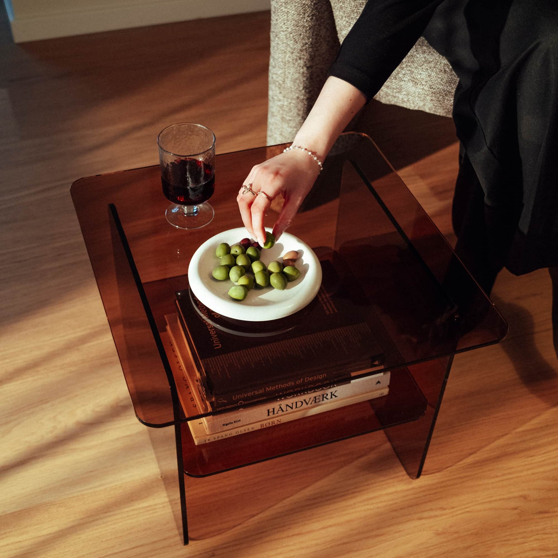 Vetro hjørnebord, glas | 50x50 - Møbelkompagniet