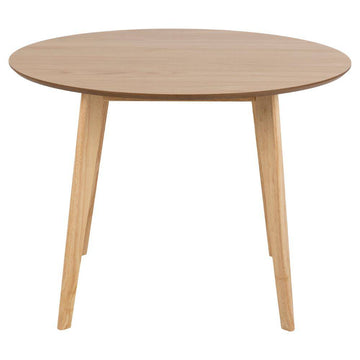 Lille spisebord med rund bordplade i fineret eg.
