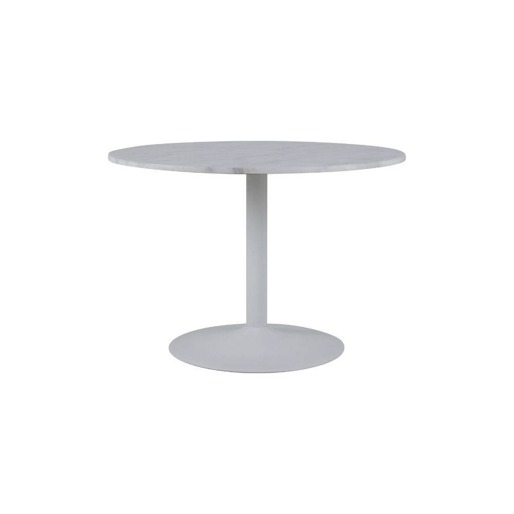 Hvidt spisebord i hvid marmor.