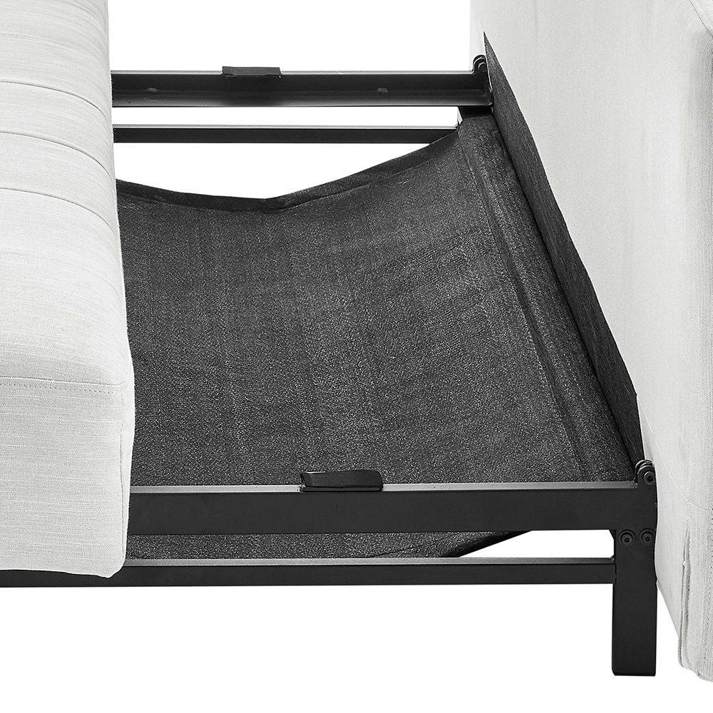 Blain futon sovesofa - en beige sovesofa i stof