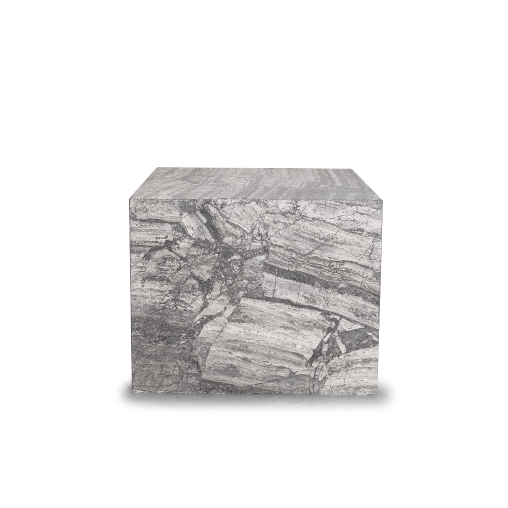 Cubic marmor piedestal, river grey - Møbelkompagniet