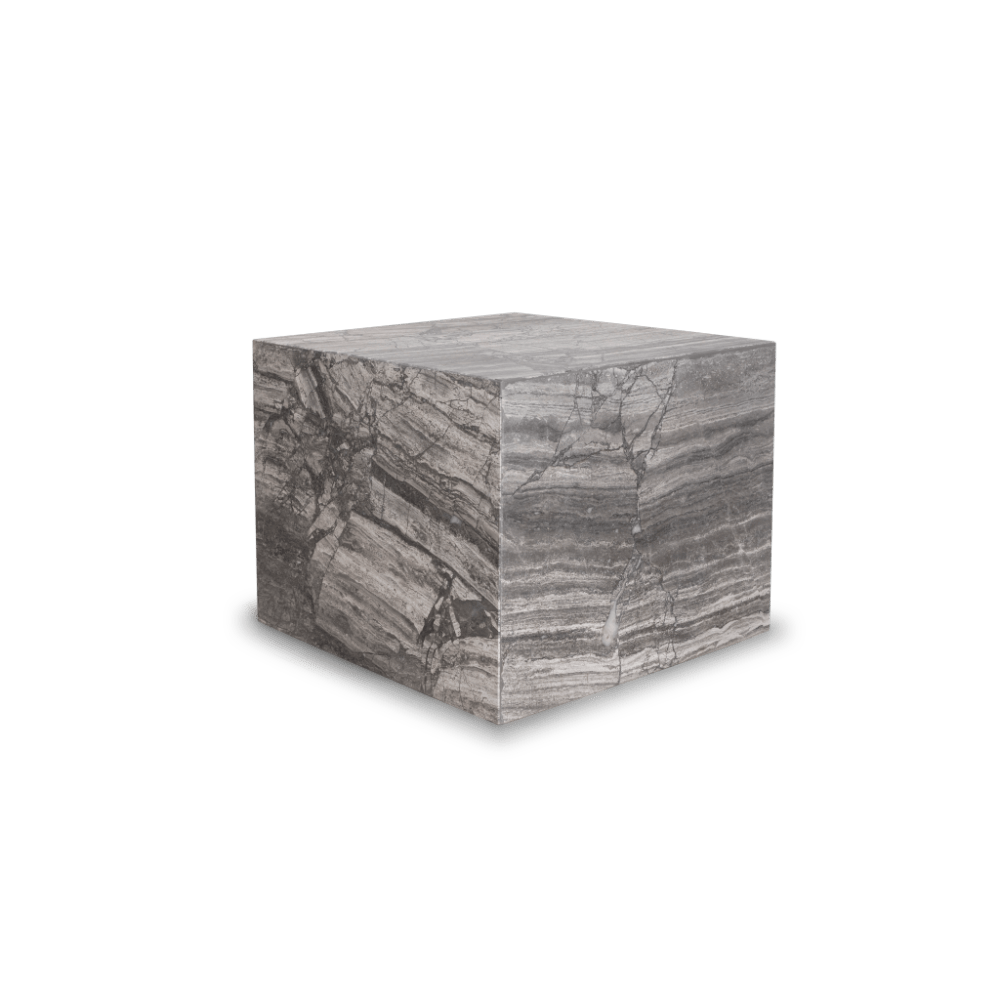 Cubic marmor piedestal, river grey - Møbelkompagniet