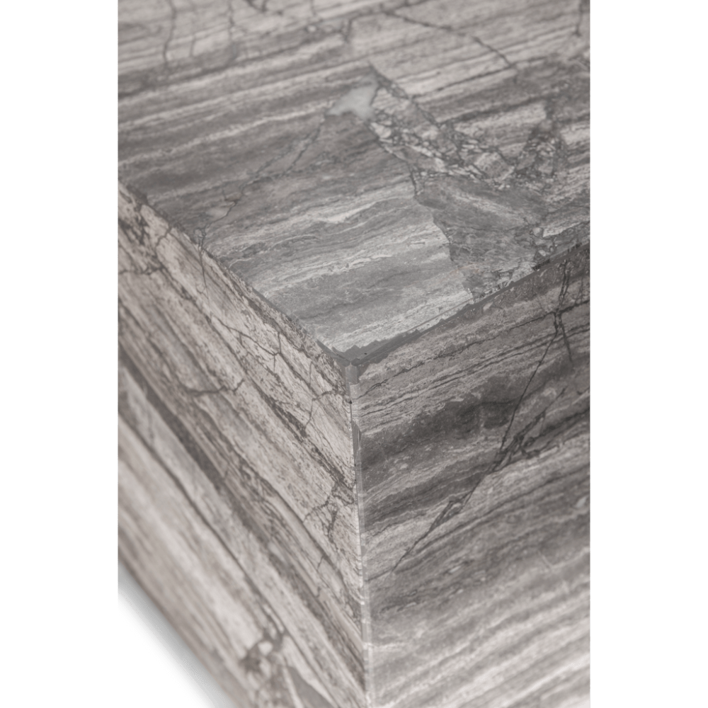 Cubic marmor piedestal, river grey - Møbelkompagniet