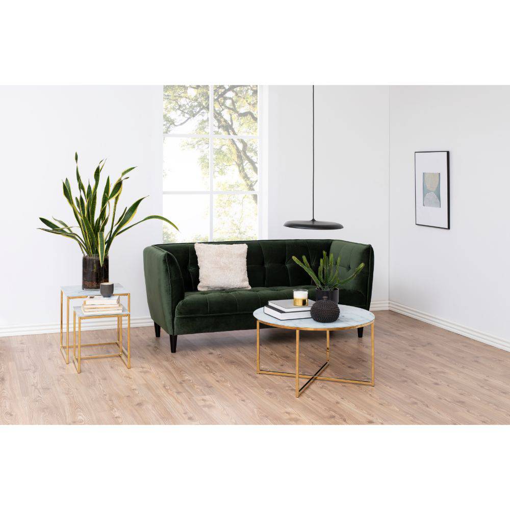 Alisma sofabord Ø80, Marmor tryk/guld - Møbelkompagniet