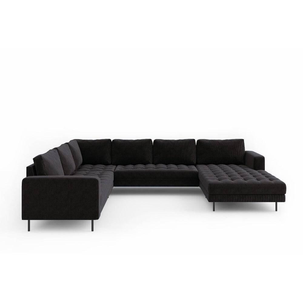 Rouge højrevendt U-sofa, fløjl - Møbelkompagniet